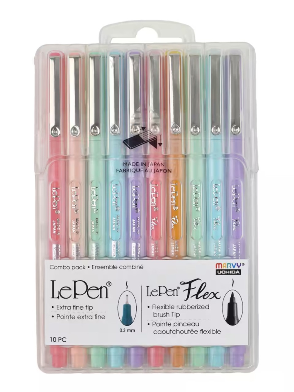 Marvy Uchida LePen & Flex Combo Pack - Pastel Colors - 10 Ct (4348-10P)